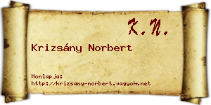 Krizsány Norbert névjegykártya