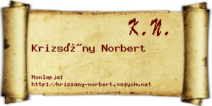 Krizsány Norbert névjegykártya